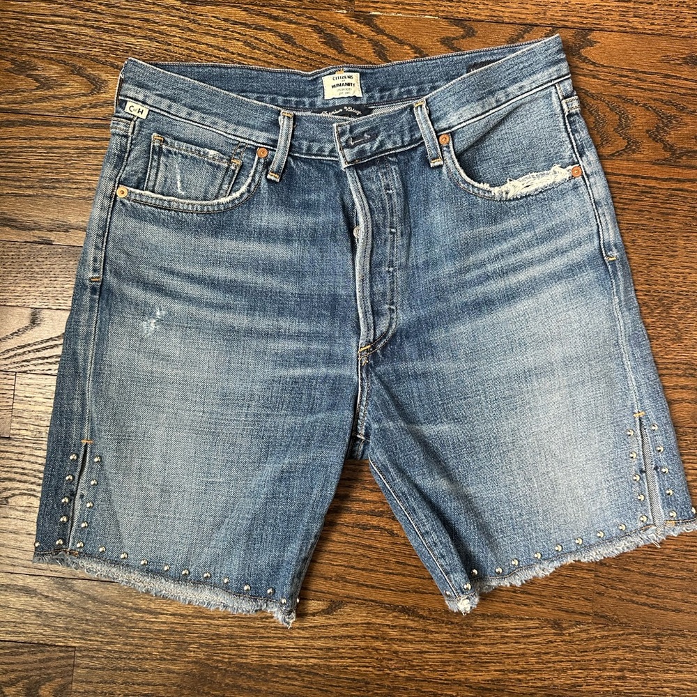 Citizens Of Humanity Blue Jean Shorts Distressed Cut-Off Style